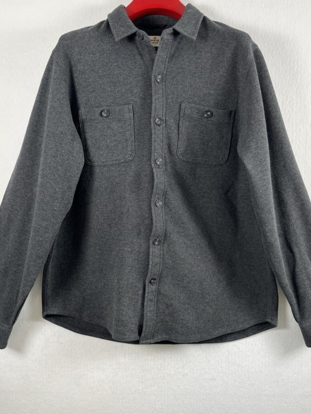 Marine Layer Pacifica Stretch Twill Overshirt Men's X-Large Dark Heather Gray